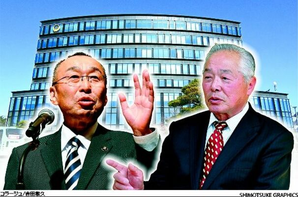 立候補を表明している相馬氏（左）と引地氏