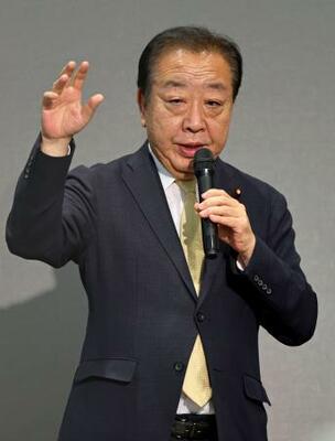 　福岡市で講演する立憲民主党の野田代表＝５日午後