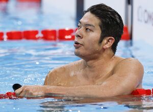 チャンスをものにする　パリオリンピック競泳男子100バタ、水沼選手　辛くも準決勝進出
