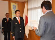 学生消防団認証　荒川さん第１号　宇都宮