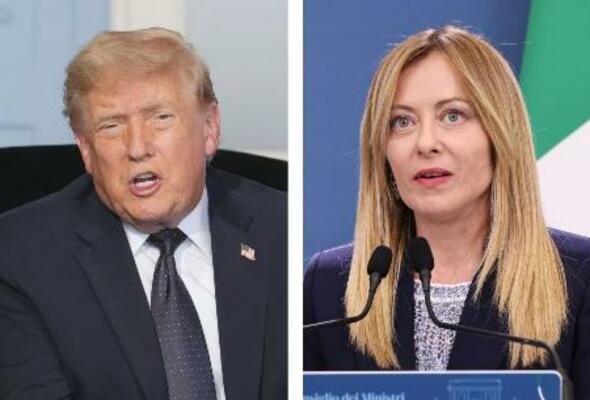 トランプ米大統領(AP=共同)、イタリアのメローニ首相