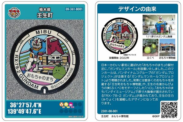 28日から配布されるガンダムのマンホールカード