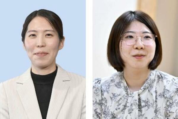 　福間香奈五冠（左）、西山朋佳三冠
