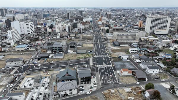 28日に開通する都心環状線。清住２丁目から南側を望む。ドローンから