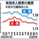 11月の栃木県内有効求人倍率１・14倍　前月０・01ポイント下回る　雇…