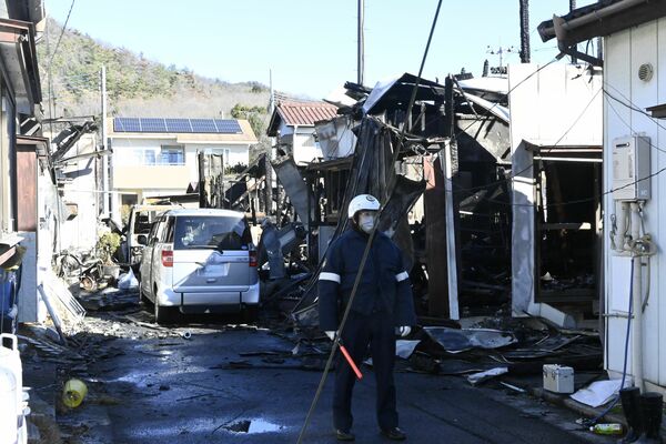 ２人の遺体が見つかった火災現場＝９日正午、足利市山下町（画像は一部加工しています）