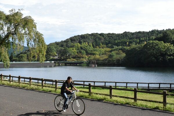 豊かな自然の中でサイクリングが楽しめる宇都宮市森林公園。残念ながらレンタサイクルでは世界選手権のコースは走れない
