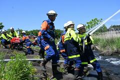 余笹川で水防訓練