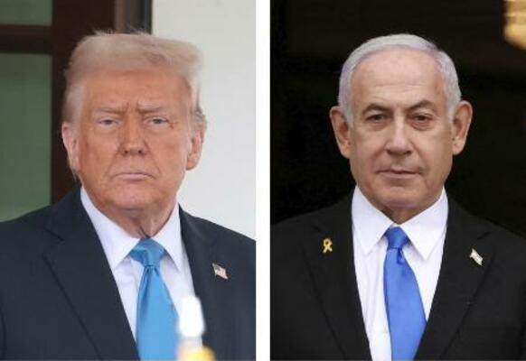 　トランプ米大統領（ゲッティ＝共同）、イスラエルのネタニヤフ首相（ロイター＝共同）