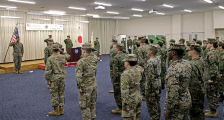 熊本市の陸自健軍駐屯地で行われたレゾリュート・ドラゴンの開始式=20日午前