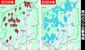 グーグルマップを利用し、クマの目撃地点をまとめた地図の比較