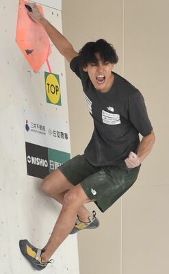 ４位に終わった東京五輪の雪辱を期す楢崎智＝２月のボルダー・ジャパンカップより
