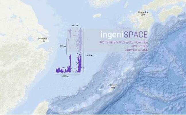 昨年12月25日に中国漁船約2千隻が集結したことを示す画像(ingeniSPACE提供・共同)