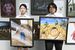 自身が描いた「原爆の絵」を手にする福政さん（右）と樋口さん