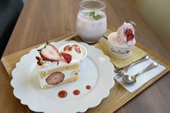 【グルメ探訪】新鮮イチゴふんだんに　とちあいかショートケーキのドリンクセット　ChezFraise（シェフレ）（小山）