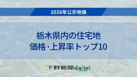《2026年公示地価》栃木県内の住宅地の価格・上昇率トップ10