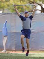 大谷、キャンプ地で自主練習