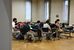 宇都宮市の清原地区市民センターに開設された避難所。住民らは不安な表情でひとときを過ごした＝４日午後２時20分、宇都宮市清原工業団地