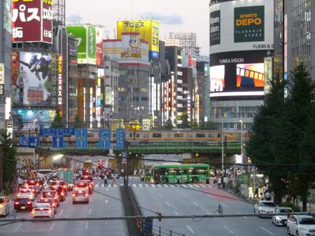 夕刻の新宿繁華街=東京都新宿区