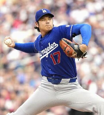 ツインズ戦に先発登板し、6回3失点で8勝目を挙げたドジャース・大谷=6月24日、ミネアポリス(共同)