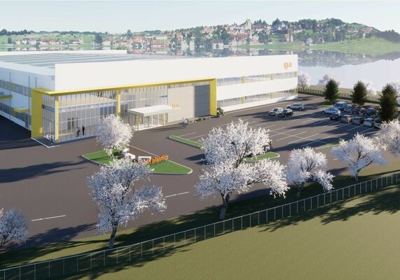 イグスがさくら市に建設する新工場の完成予想図