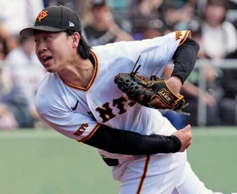 　ヤクルトとのオープン戦に先発し、２回無失点だった巨人・山崎＝沖縄セルラー