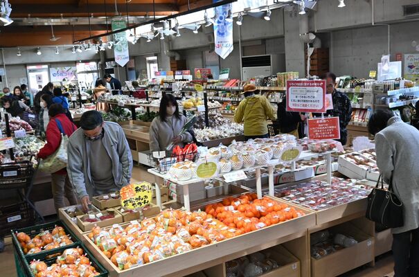 地場産の野菜がずらりと並ぶ直売所
