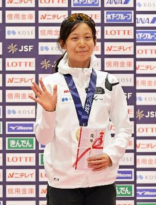 　女子１５００メートルで優勝した高木美帆＝長野市エムウェーブ