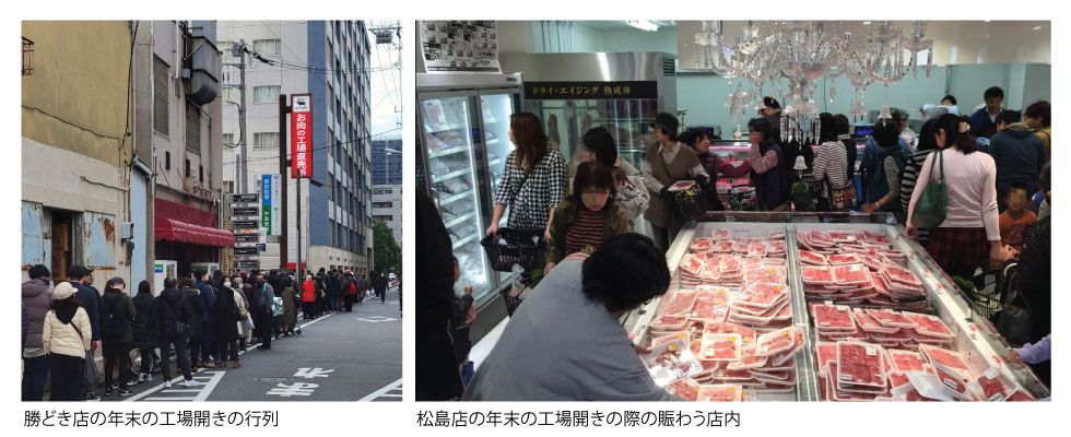 年末の工場開きでにぎわう店内外