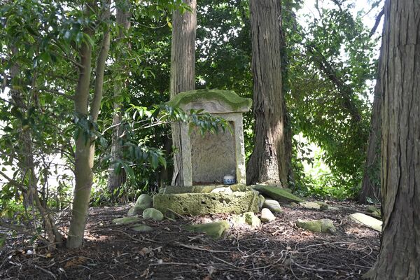 鬼怒川沿いの杉木立にひっそりとある「ろくっ様」の社