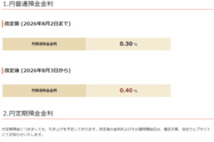 円普通預金金利改定のお知らせ