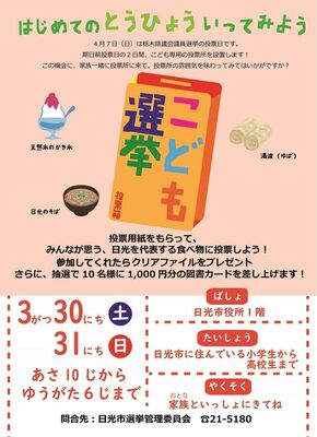 高校生以下に参加を呼び掛けるこども選挙のチラシ