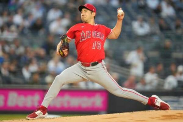 　ヤンキース戦に先発したエンゼルス・菊池＝ニューヨーク（ＡＰ＝共同）