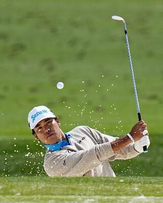 　調整する松山英樹＝オーガスタ・ナショナルＧＣ（共同）