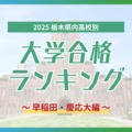 栃木・大学合格者ランキング2025《早大、慶大》宇高に続くのは…合格倍増の私立高と県立２番手校　県北勢は苦戦？