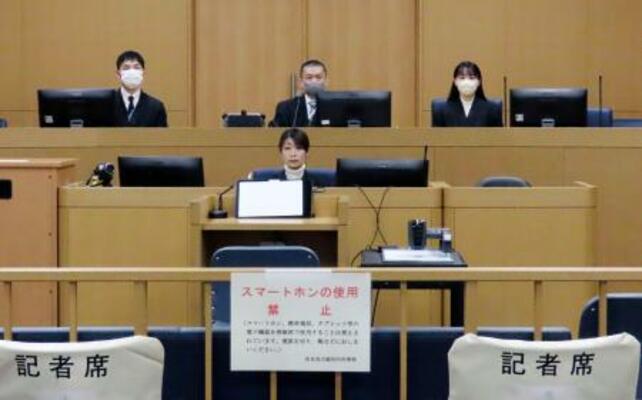 　安倍元首相が銃撃された事件の判決公判が開かれた奈良地裁の法廷＝２１日午前（代表撮影）