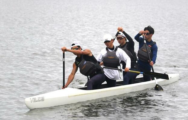 カヌー男子カナディアンフォアで１位になった小山南＝渡良瀬遊水地北ブロック