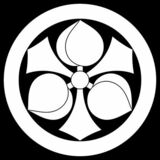 丸に剣三つ桃 （まるにけんみつもも）　〈植物紋　桃〉