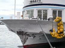 遊覧船が岸壁に衝突、１５人けが