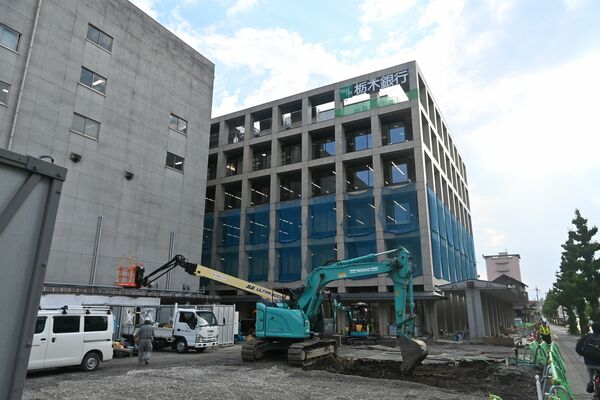 栃木銀行の新たな本店ビルの工事現場