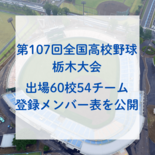 全国高校野球選手権栃木大会、出場60校54チームの登録メンバーを公開　…