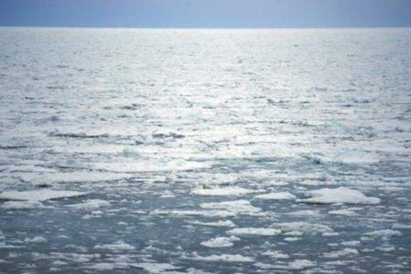　北海道紋別市の紋別港から北北東約９０キロのオホーツク海上で観測された流氷＝１９日午前（紋別海上保安部提供）