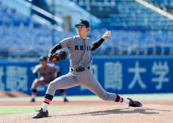 函館大戦に先発した慶大・渡辺和=神宮