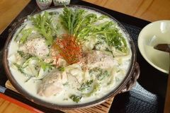 春菊とチキンのクリームうどん
