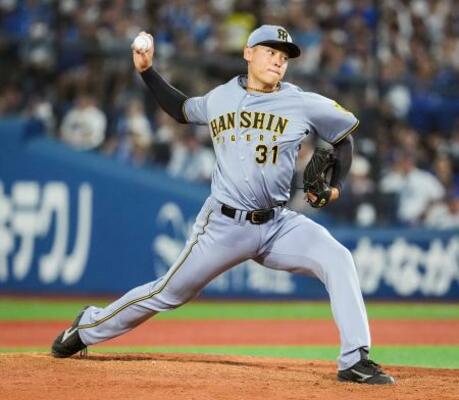 　プロ初先発で５回２安打無失点と力投した阪神・早川＝横浜