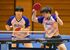 卓球女子ダブルス決勝リーグ　フォアハンドを放つ文星女の佐藤（右）。左は東川＝ＴＫＣいちごアリーナ