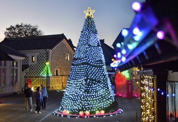 夕闇に浮かび上がるイルミネーション