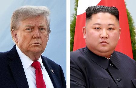 　（左から）トランプ米大統領（ゲッティ＝共同）、北朝鮮の金正恩朝鮮労働党総書記（朝鮮通信＝共同）