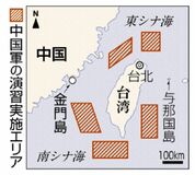 中国軍が台湾包囲演習
