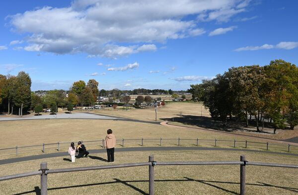 公園内の築山から一望できる「ふれあい公園」
